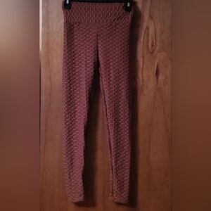 Shosho Textured Reddish-Brown Leggings